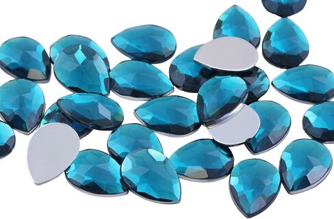 Allstarco 18x13mm Flat Back Teardrop Acrylic Rhinestones Plastic Gems for Jewelry Making Costume Jewels Cosplay Card Making Embelishments Crafts - 30 Pieces (Crystal Clear AB H702) in Saudi Arabia