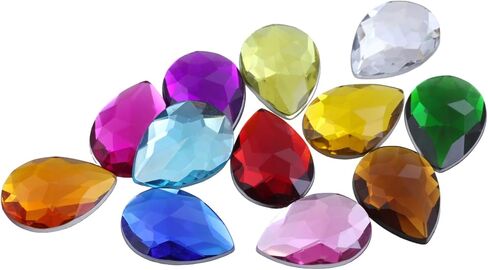 Allstarco 18x13mm Flat Back Teardrop Acrylic Rhinestones Plastic Gems for Jewelry Making Costume Jewels Cosplay Card Making Embelishments Crafts - 30 Pieces (Crystal Clear AB H702) in Saudi Arabia