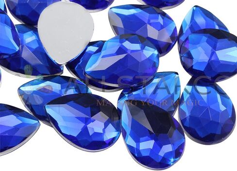 Allstarco 18x13mm Flat Back Teardrop Acrylic Rhinestones Plastic Gems for Jewelry Making Costume Jewels Cosplay Card Making Embelishments Crafts - 30 Pieces (Crystal Clear AB H702) in Saudi Arabia