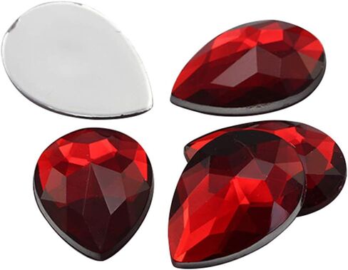 Allstarco 18x13mm Flat Back Teardrop Acrylic Rhinestones Plastic Gems for Jewelry Making Costume Jewels Cosplay Card Making Embelishments Crafts - 30 Pieces (Crystal Clear AB H702) in Saudi Arabia