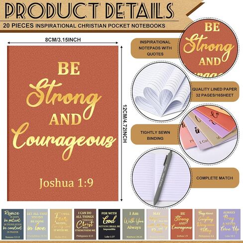 Eersida 80 Pcs Christian Bible Gifts Bulk Religious Scripture Notebooks Inspirational Ballpoint Pens Bible Verse Silicone Keychain for Church Favors Back to School Sunday School Gifts(Stylish) in Saudi Arabia