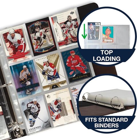 واقيات بطاقات التداول من Samsill ذات 9 جيوب، 40 حزمة، تناسب 3 مجلدات حلقية قياسية، 360 جيبًا علويًا للتحميل، تحمل بطاقات مقاس 2.5 × 3.5 بوصة، وبطاقات الألعاب، وبطاقات العمل، والبطاقات الرياضية in Kuwait