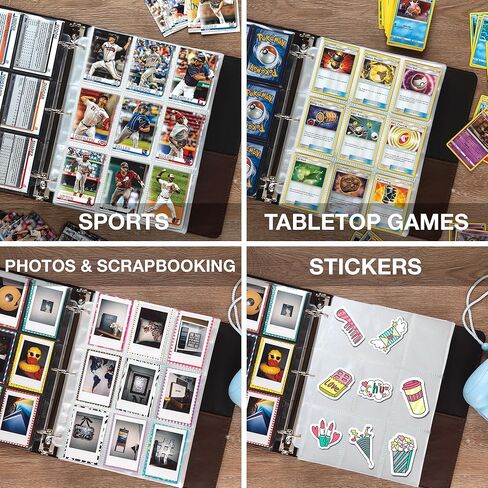 واقيات بطاقات التداول من Samsill ذات 9 جيوب، 40 حزمة، تناسب 3 مجلدات حلقية قياسية، 360 جيبًا علويًا للتحميل، تحمل بطاقات مقاس 2.5 × 3.5 بوصة، وبطاقات الألعاب، وبطاقات العمل، والبطاقات الرياضية in Kuwait