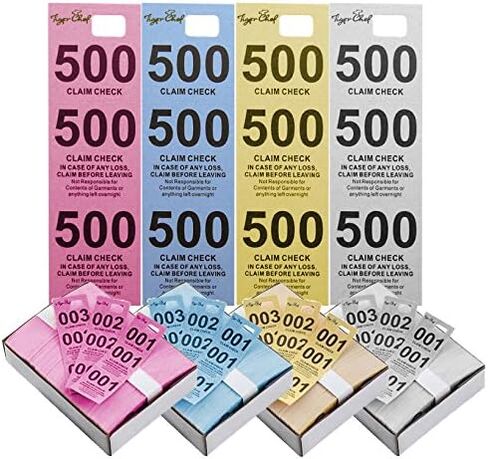 Tiger Chef Coat Check Tickets, Colored Paper Coat Room Check Tags, Tickets 3-Part, 500 Per Box (4, Set of Yellow Blue Pink and White) in Saudi Arabia