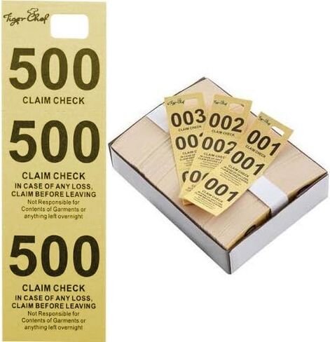 Tiger Chef Coat Check Tickets, Colored Paper Coat Room Check Tags, Tickets 3-Part, 500 Per Box (4, Set of Yellow Blue Pink and White) in Saudi Arabia