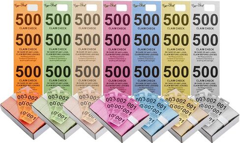 Tiger Chef Coat Check Tickets, Colored Paper Coat Room Check Tags, Tickets 3-Part, 500 Per Box (4, Set of Yellow Blue Pink and White) in Saudi Arabia