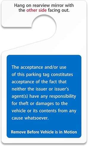 SmartSign (حزمة من 50) القياسية "تصريح وقوف السيارات" مرآة الرؤية الخلفية تعليق العلامات | 5 × 3 بوصات 35 مل من البلاستيك ، قبل مرور السيارات مرقمة للسيارات ، الأزرق ، بالأبيض والأسود ، مصنوعة في الولايات المتحدة الأمريكية in Saudi Arabia