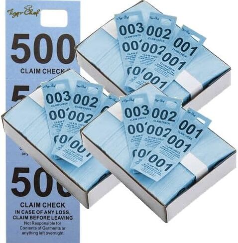Tiger Chef Coat Check Tickets, Colored Paper Coat Room Check Tags, Tickets 3-Part, 500 Per Box (4, Set of Yellow Blue Pink and White) in Saudi Arabia