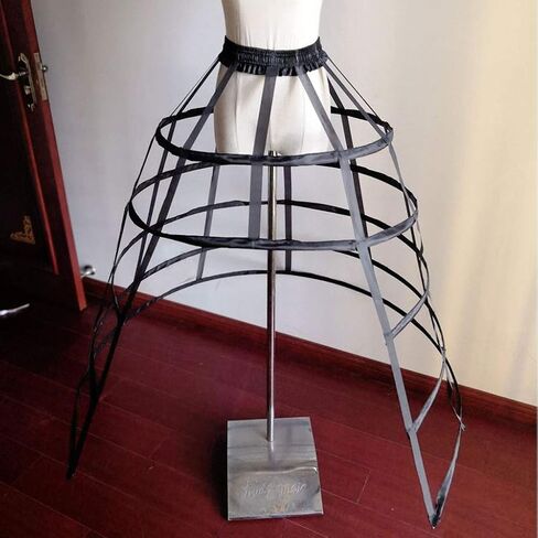 Satin Fabric 5 Hoops Bustle Cage Crinoline Cage Hoop Skirt Black in Saudi Arabia