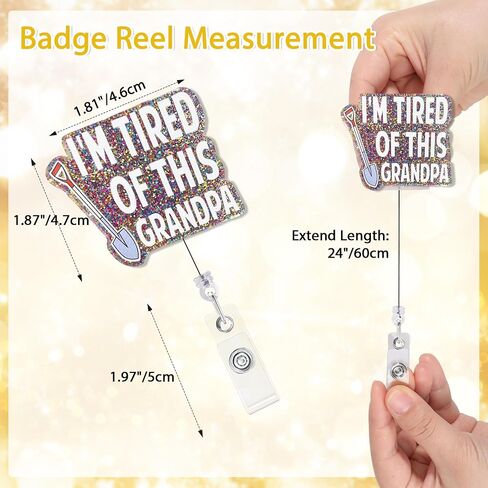I'm Tired of This Grandpa Badge Reel with Alligator Clip Funny ID Badge Holders Cute RN LPN CNA MA PCT Badge Buddy Healthcare Medical Students Nurse Accessories for Work in Saudi Arabia