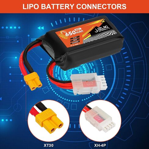 11.1V Lipo Battery 650mAh 3S 80c بطارية البوليمر الليثيوم القابلة لإعادة الشحن مع موصل XH-4P و XT30 متوافق مع نماذج FPV Racing Drone RC Car RC Boat Quadcopter Airpter RC in Saudi Arabia