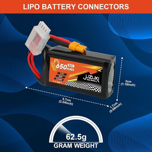 11.1V Lipo Battery 650mAh 3S 80c بطارية البوليمر الليثيوم القابلة لإعادة الشحن مع موصل XH-4P و XT30 متوافق مع نماذج FPV Racing Drone RC Car RC Boat Quadcopter Airpter RC in Saudi Arabia