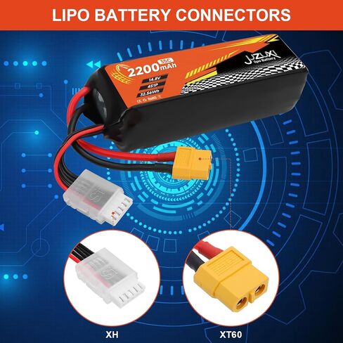 11.1V Lipo Battery 650mAh 3S 80C Rechargeable Lithium Polymer Battery with XH-4P & XT30 Connector Compatible with FPV Racing Drone RC Car RC Boat Quadcopter Helicopter Airplane RC Models in Kuwait