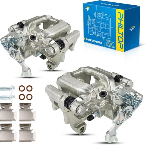 PHILTOP 19B6384+19B6385 Rear Disc Brake Caliper Assembly Fit For A3 Quattro 2010-2013, Beetle 2012-2013, Eos 2011-2016, Golf, GTI, Jetta, Passat, A3, Pair Set of 2 Rear Driver and Passenger Side in Saudi Arabia