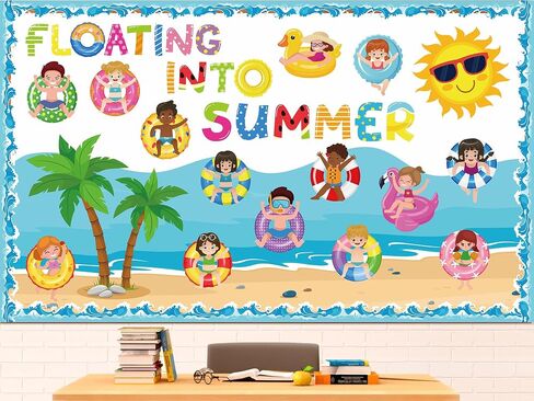 Summer Bulletin Board Set Summer Classroom Decoration Paper Cutout for Back to School Class Window Wall Home Party Decor(Float) in Saudi Arabia