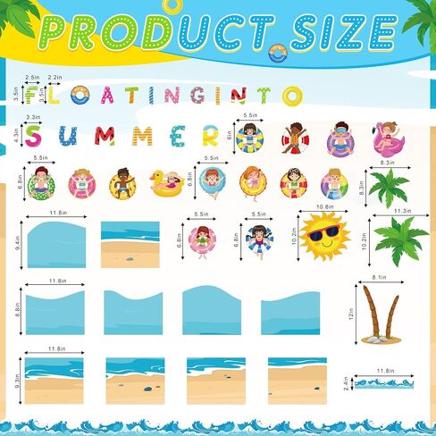 Summer Bulletin Board Set Summer Classroom Decoration Paper Cutout for Back to School Class Window Wall Home Party Decor(Float) in Saudi Arabia