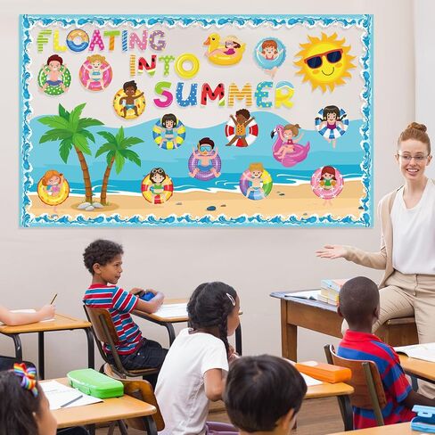 Summer Bulletin Board Set Summer Classroom Decoration Paper Cutout for Back to School Class Window Wall Home Party Decor(Float) in Saudi Arabia