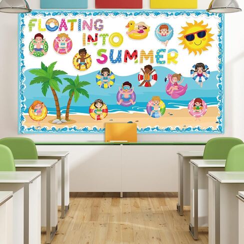 Summer Bulletin Board Set Summer Classroom Decoration Paper Cutout for Back to School Class Window Wall Home Party Decor(Float) in Saudi Arabia