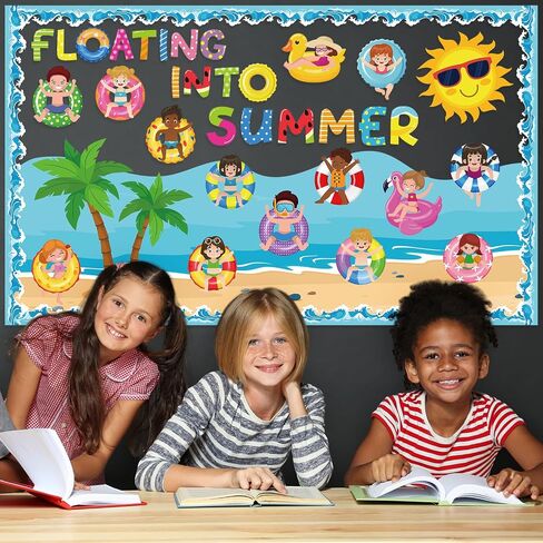 Summer Bulletin Board Set Summer Classroom Decoration Paper Cutout for Back to School Class Window Wall Home Party Decor(Float) in Saudi Arabia