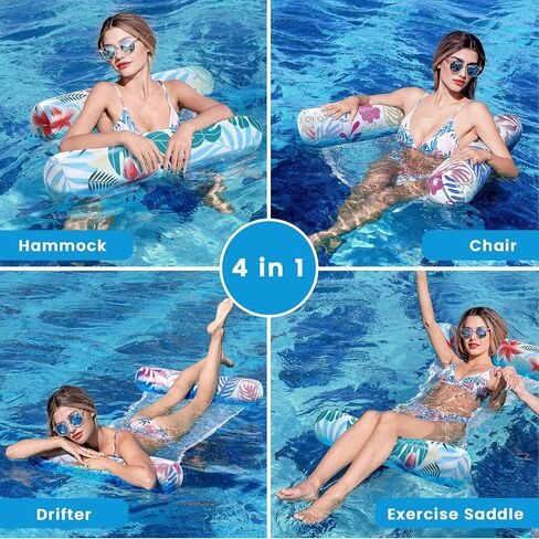 Pool Floats Adult, 2 Pack Inflatable Pool Floats, 4-in-1 Multi-Purpose Rafts Lounger Water Hammock for Swimming Pool, Thick PVC Pool Floaties for Adults Vacation in Saudi Arabia