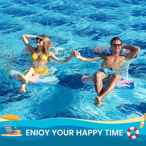 Pool Floats Adult, 2 Pack Inflatable Pool Floats, 4-in-1 Multi-Purpose Rafts Lounger Water Hammock for Swimming Pool, Thick PVC Pool Floaties for Adults Vacation in Saudi Arabia