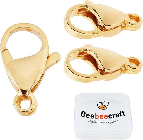 Beebeecraft 1 Box 50Pcs 24K Gold Plated Lobster Claw Clasps Jewelry Clasps Connectors for DIY Bracelet Necklace Jewelry Making, 0.47 inch(12mm) in Saudi Arabia