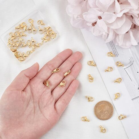 Beebeecraft 1 Box 50Pcs 24K Gold Plated Lobster Claw Clasps Jewelry Clasps Connectors for DIY Bracelet Necklace Jewelry Making, 0.47 inch(12mm) in Saudi Arabia