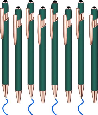8 Pcs Blue Ink Ballpoint Pen with Stylus Tip 2 in 1 Stylus Ballpoint Pen Metal Pens Stylus Pen for Touch Screens School Office Coworkers (Multicolor) in Saudi Arabia