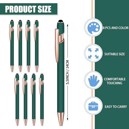 8 Pcs Blue Ink Ballpoint Pen with Stylus Tip 2 in 1 Stylus Ballpoint Pen Metal Pens Stylus Pen for Touch Screens School Office Coworkers (Multicolor) in Saudi Arabia