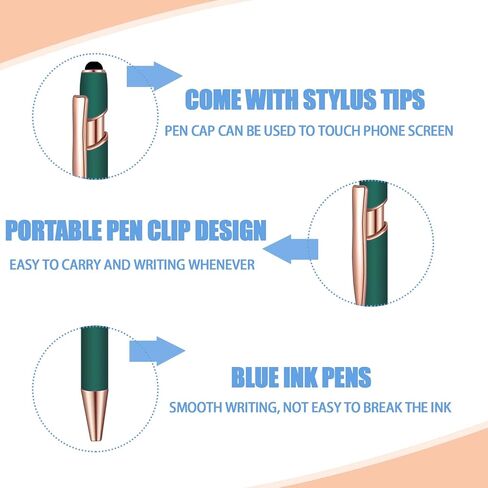 8 Pcs Blue Ink Ballpoint Pen with Stylus Tip 2 in 1 Stylus Ballpoint Pen Metal Pens Stylus Pen for Touch Screens School Office Coworkers (Multicolor) in Saudi Arabia