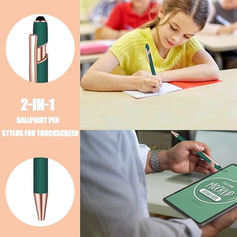 8 Pcs Blue Ink Ballpoint Pen with Stylus Tip 2 in 1 Stylus Ballpoint Pen Metal Pens Stylus Pen for Touch Screens School Office Coworkers (Multicolor) in Saudi Arabia
