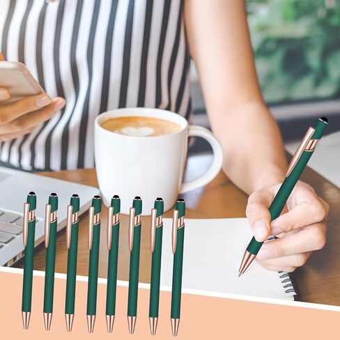 8 Pcs Blue Ink Ballpoint Pen with Stylus Tip 2 in 1 Stylus Ballpoint Pen Metal Pens Stylus Pen for Touch Screens School Office Coworkers (Multicolor) in Saudi Arabia