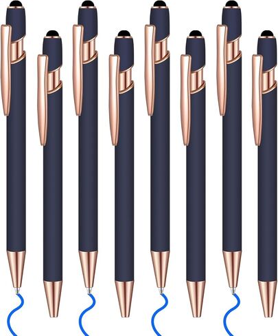 8 Pcs Blue Ink Ballpoint Pen with Stylus Tip 2 in 1 Stylus Ballpoint Pen Metal Pens Stylus Pen for Touch Screens School Office Coworkers (Multicolor) in Saudi Arabia