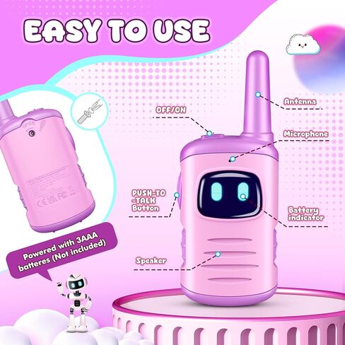 Kids Walkie Talkies Toys for Girls: Toys Walkie Talkies for Kids 2 Pack Birthday Gifts for 3 4 5-7 Year Old Girls Toys Age 4-5 6-8 Years Old 2 Way Radio Family Camping Outdoor Hiking Purple in Saudi Arabia