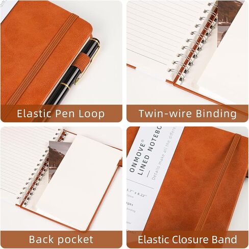 مجلة Notebooks SPOONS للنساء 3 حزمة غلاف للجلد السائبة مع حامل القلم A5 160 صفحة 100 GSM ورقة سميكة لمدرسة العمل (بني) in Kuwait