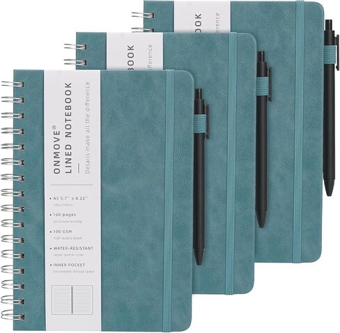 مجلة Notebooks SPOONS للنساء 3 حزمة غلاف للجلد السائبة مع حامل القلم A5 160 صفحة 100 GSM ورقة سميكة لمدرسة العمل (بني) in Kuwait
