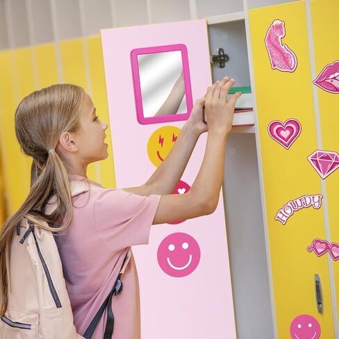 Ctosree 18 Pcs Locker Accessories Kit Include Magnetic Wallpaper Mirror Carpet Whiteboard Dry Erase Marker Locker Organizing Supplies 12 Pcs Pink Preppy Refrigerator Magnets for Girls School Office in Saudi Arabia