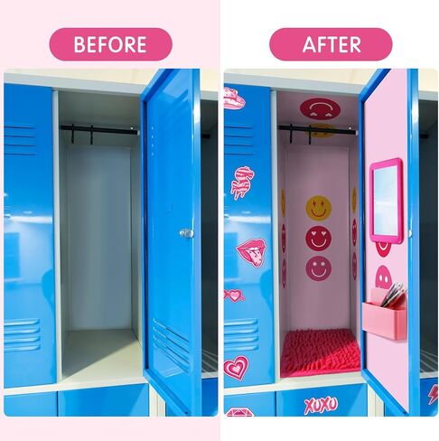 Ctosree 18 Pcs Locker Accessories Kit Include Magnetic Wallpaper Mirror Carpet Whiteboard Dry Erase Marker Locker Organizing Supplies 12 Pcs Pink Preppy Refrigerator Magnets for Girls School Office in Saudi Arabia