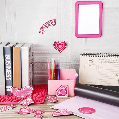 Ctosree 18 Pcs Locker Accessories Kit Include Magnetic Wallpaper Mirror Carpet Whiteboard Dry Erase Marker Locker Organizing Supplies 12 Pcs Pink Preppy Refrigerator Magnets for Girls School Office in Saudi Arabia