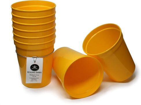 Rolling Sands 16 oz. Reusable Plastic Stadium Cups, 8 Pack, Made in USA, BPA-Free Dishwasher Safe Tumblers, Yellow in Saudi Arabia