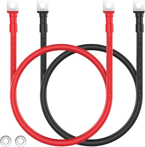 VOLTWORKS 2 AWG Gauge Red + Black Pure Copper Battery Inverter Cables Solar, RV, Car, Boat 4ft 3/8 in Lugs in Saudi Arabia