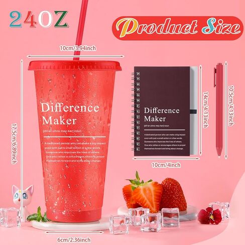 Marspark 20 Sets Difference Maker Gifts for Women Men, Employee Appreciation Gifts Bulk Inspirational Thank You Cup Motivational Spiral Notebooks with Pen for Team Teacher Boss Coworker (Retro Color) in Saudi Arabia