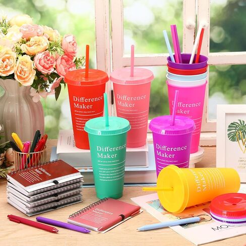 Marspark 20 Sets Difference Maker Gifts for Women Men, Employee Appreciation Gifts Bulk Inspirational Thank You Cup Motivational Spiral Notebooks with Pen for Team Teacher Boss Coworker (Retro Color) in Saudi Arabia