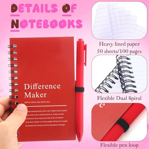 Marspark 20 Sets Difference Maker Gifts for Women Men, Employee Appreciation Gifts Bulk Inspirational Thank You Cup Motivational Spiral Notebooks with Pen for Team Teacher Boss Coworker (Retro Color) in Saudi Arabia