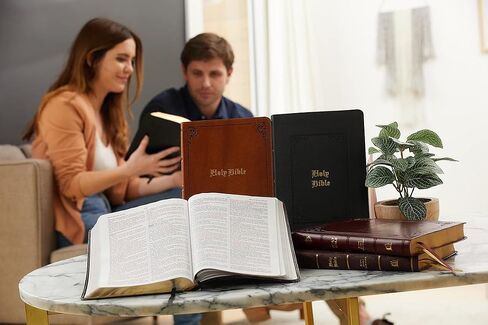 Printualist Personalized Vintage Bible with Custom Vinyl Text, KJV, Brown, King James Version, Red Letter Edition, Large Comfort Print, Faux Leather in Saudi Arabia