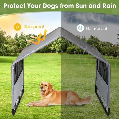 Dog Shade Shlter Outdoor, Dog House Tent for Small Large Dogs, Outside Sun Rain Canopy Pet House for Dogs/Cats, Pet Tent with Mesh Windows, 47.2 X 47.2x37.8 inches, Grey in Saudi Arabia
