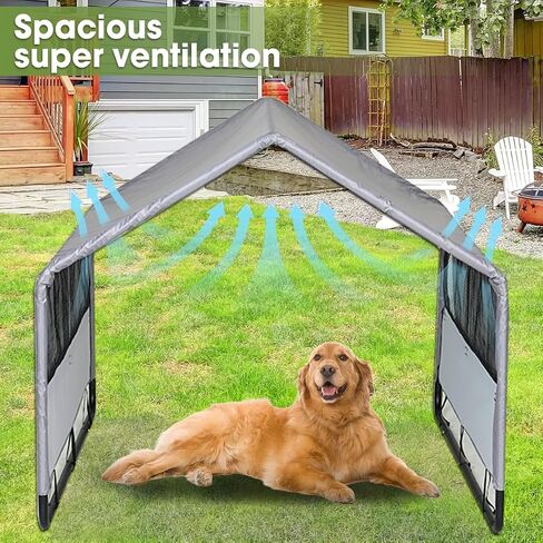 Dog Shade Shlter Outdoor, Dog House Tent for Small Large Dogs, Outside Sun Rain Canopy Pet House for Dogs/Cats, Pet Tent with Mesh Windows, 47.2 X 47.2x37.8 inches, Grey in Saudi Arabia