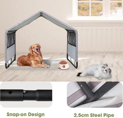 Dog Shade Shlter Outdoor, Dog House Tent for Small Large Dogs, Outside Sun Rain Canopy Pet House for Dogs/Cats, Pet Tent with Mesh Windows, 47.2 X 47.2x37.8 inches, Grey in Saudi Arabia