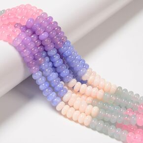 JM Design 12-5x8mm Multi-Color Dyed Jade Gemstone Bead Smooth Rondelle DIY Gemstone Spacer Beads for Bracelets Jewelry Making Adults