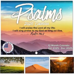 Psalms Wall Calendar 2025 12 Month 12" x 18" (Opened) Calendar 2025 for Appointments and Scheduling | Scenic Artwork 2025 - Ideal for Home & Office Organization